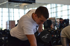 Xavier Ciardo lifting a dumbell.